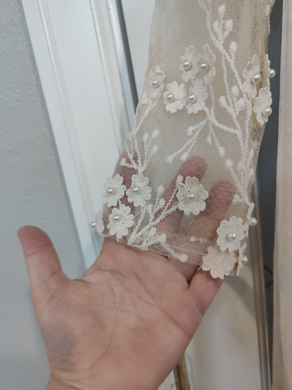 SHEIN Cream Floral Appliqué Maxi Dress - Picture 4 of 5